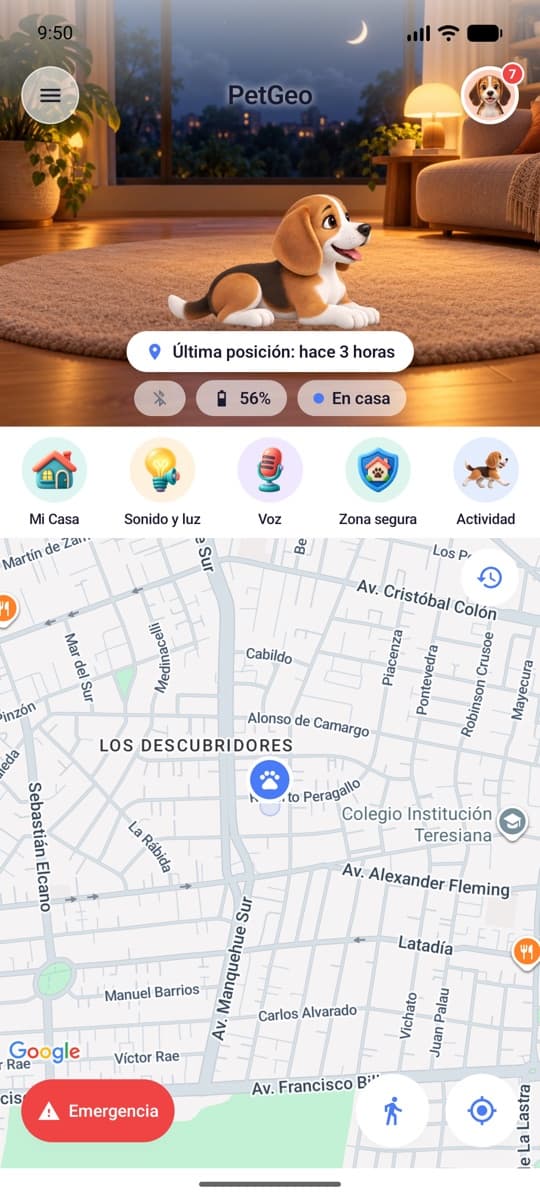 Estado del tracker: batería y conexión