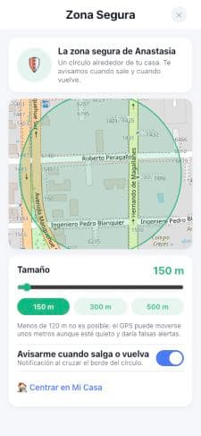 Configuración de zona segura
